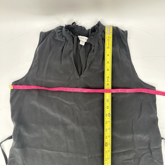 Amour Vert Black 100% Silk Tie Neck Midi Dress L Minimal Chic Quiet Luxury USA - Picture 6 of 9